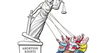 Cartoon: Toppling Lady Justice